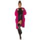 Cardigan dama midi, din acryl, roz fucsia, cu buzunare si maneca lejera, Halle 4 - jojofashion.ro