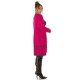 Cardigan dama midi, din acryl, roz fucsia, cu buzunare si maneca lejera, Halle 5 - jojofashion.ro
