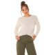 Pulover dama basic, casual, acril, bej, Cleissy 2 - jojofashion.ro