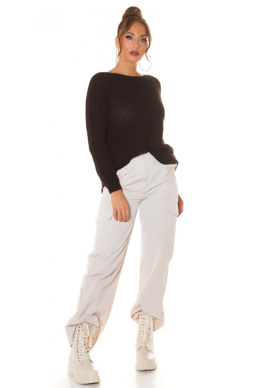 Pulover dama, basic, casual, acril, maro, Cleissy Pulover dama, basic, casual, acril, maro, Cleissy 6 - jojofashion.ro