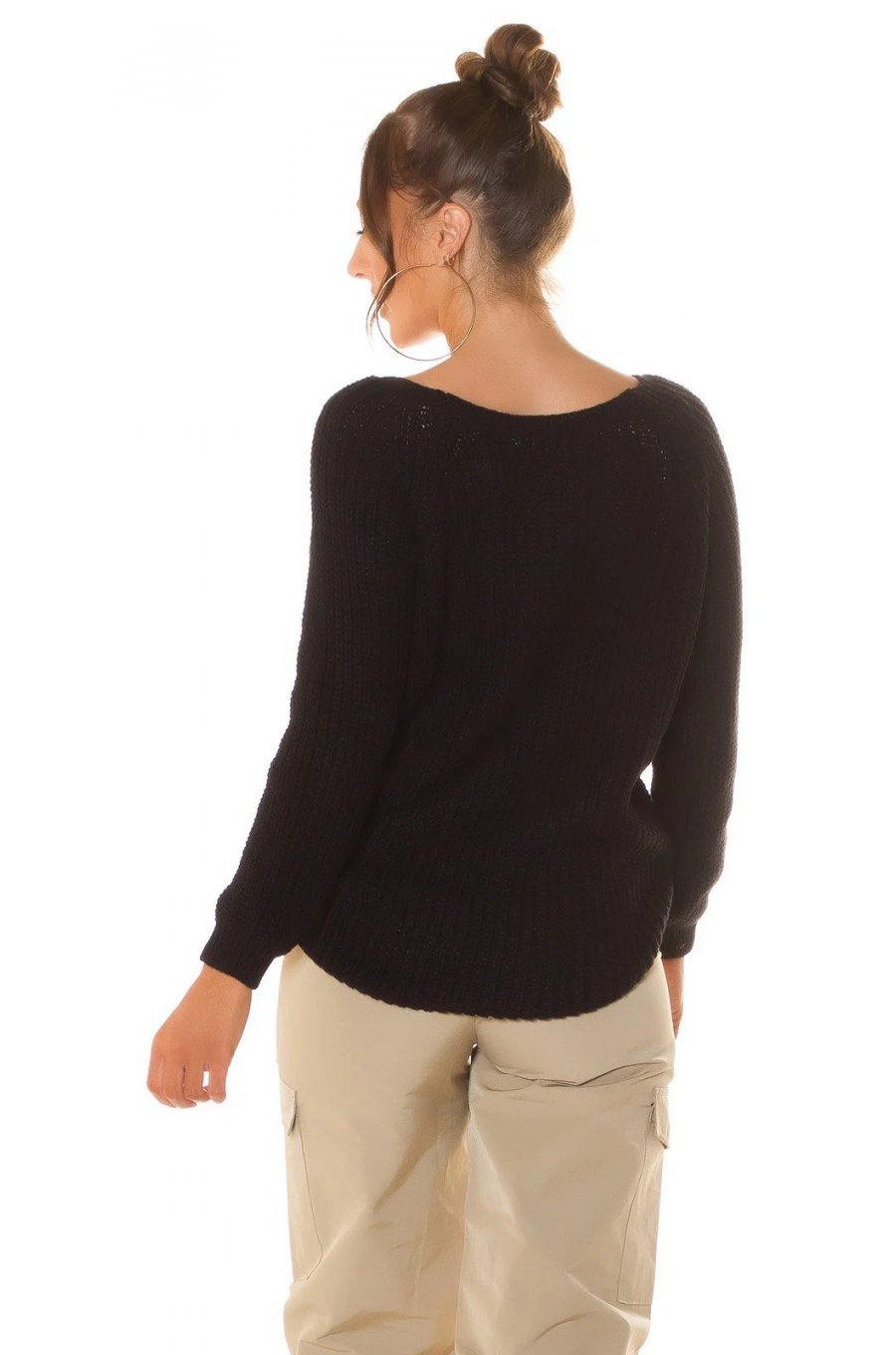 Pulover dama, basic, casual, acril, negru, Cleissy 2 - jojofashion.ro