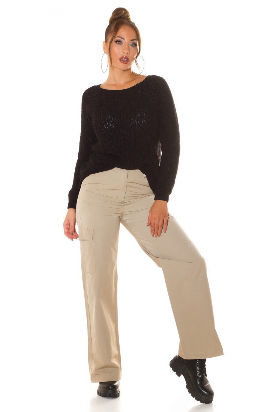 Pulover dama, basic, casual, acril, negru, Cleissy 3 - jojofashion.ro