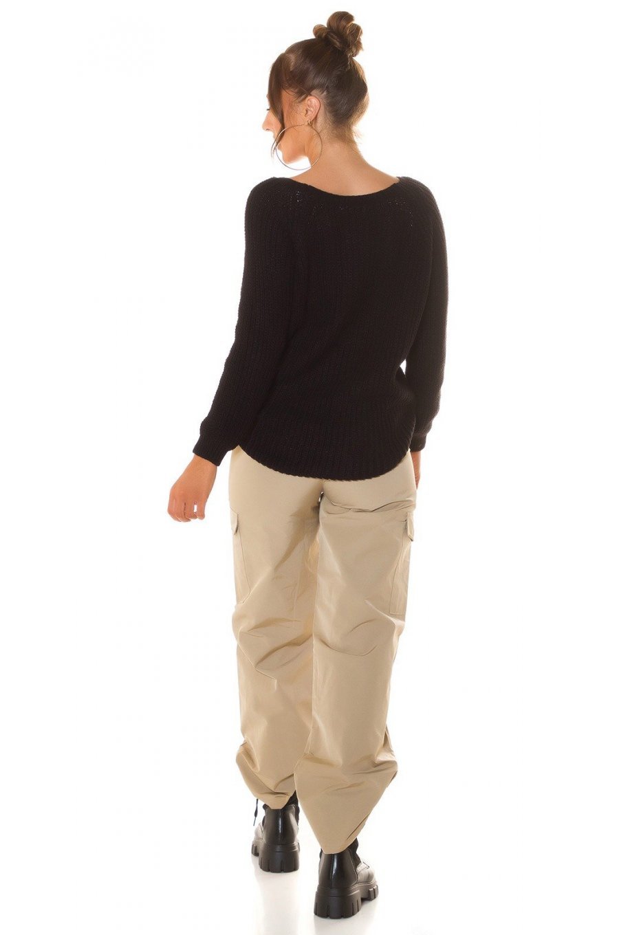 Pulover dama, basic, casual, acril, negru, Cleissy 4 - jojofashion.ro