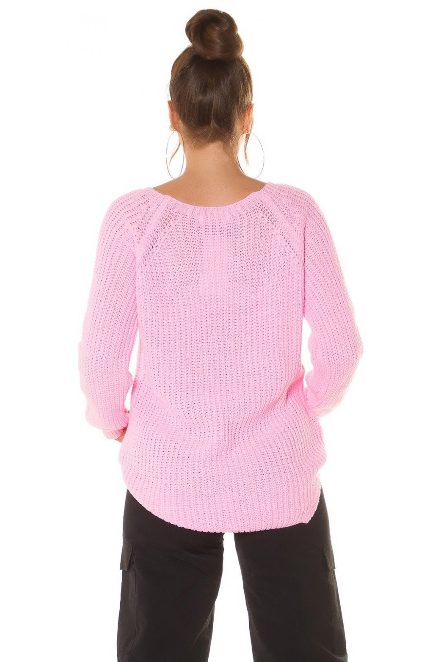 Pulover dama, basic, casual, acril, roz, Cleissy Pulover dama, basic, casual, acril, roz, Cleissy 2 - jojofashion.ro