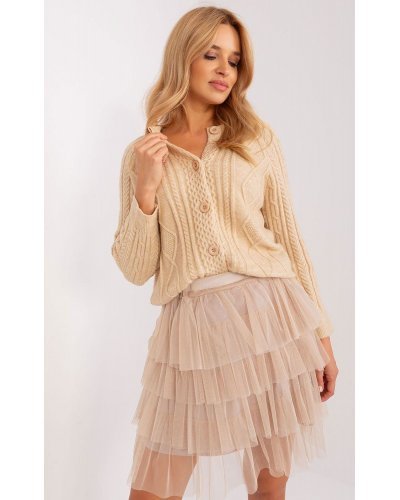 Pulovere dama, Pulover dama bej, din acril, cu nasturi si decolteu rotund, Mellek3 - jojofashion.ro