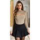 Pulover dama cappuccino cu decupaj la bust, Unna 4 - jojofashion.ro