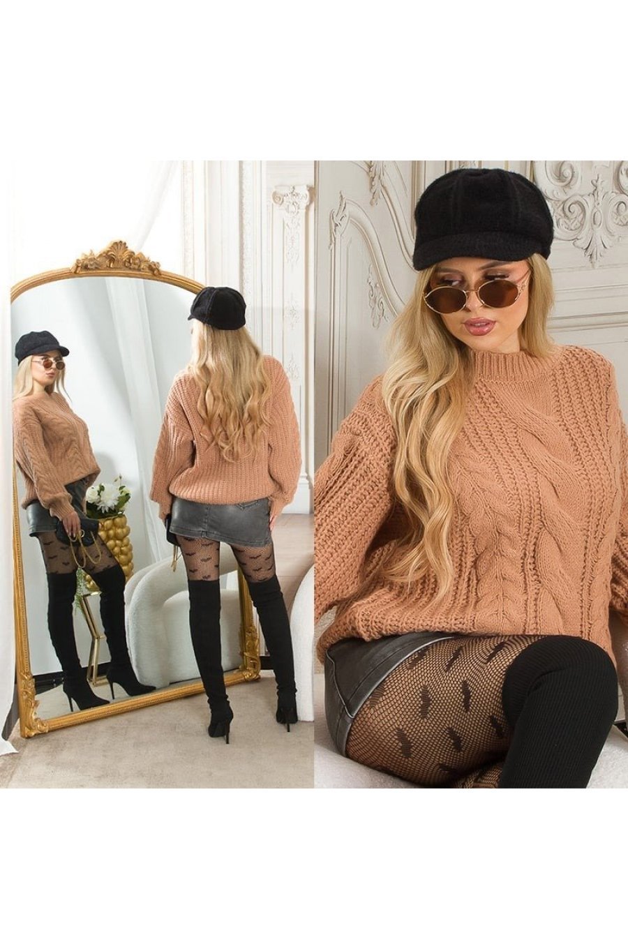Pulover dama cappuccino Nathalie Pulover dama cappuccino Nathalie 4 - jojofashion.ro