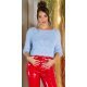 Pulover dama casual crop, baby blue, May Pulover dama casual crop, baby blue, May 2 - jojofashion.ro