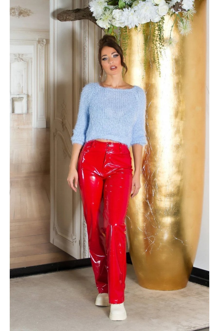 Pulover dama casual crop, baby blue, May Pulover dama casual crop, baby blue, May 3 - jojofashion.ro