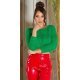 Pulover dama casual, crop, verde, May Pulover dama casual, crop, verde, May 2 - jojofashion.ro