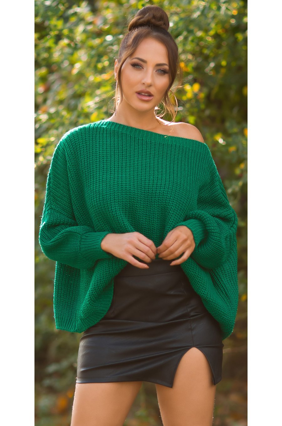 Pulover dama casual, oversize, din acril verde, Shirley Pulover dama casual, oversize, din acril verde, Shirley 1 - jojofashion.ro