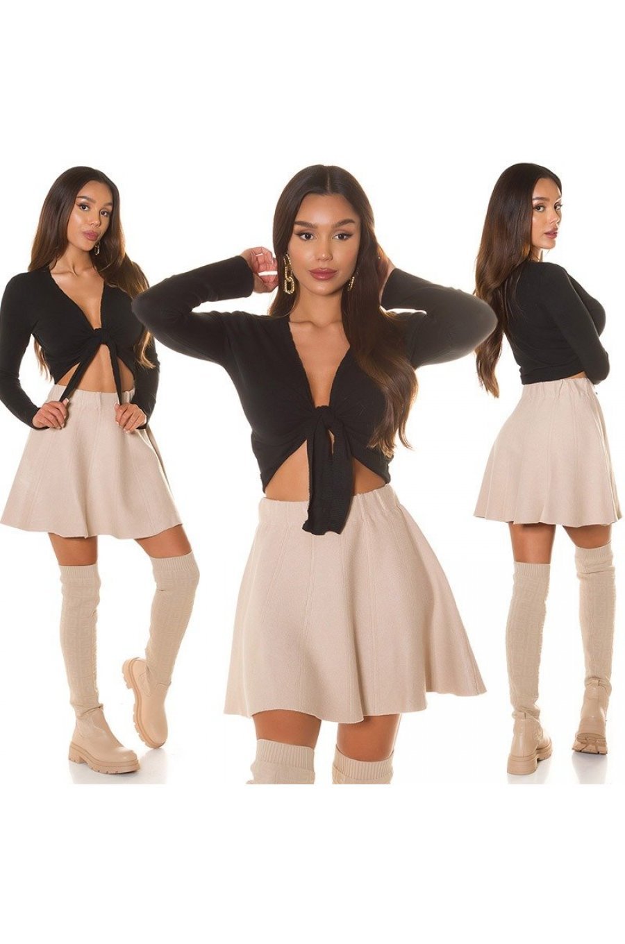 Pulover dama crop, casual, negru, versatil, Sidney Pulover dama crop, casual, negru, versatil, Sidney 5 - jojofashion.ro