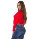Pulover dama crop, casual, rosu, versatil, Sidney Pulover dama crop, casual, rosu, versatil, Sidney 3 - jojofashion.ro