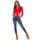 Pulover dama crop, casual, rosu, versatil, Sidney Pulover dama crop, casual, rosu, versatil, Sidney 4 - jojofashion.ro