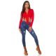 Pulover dama crop, casual, rosu, versatil, Sidney Pulover dama crop, casual, rosu, versatil, Sidney 6 - jojofashion.ro