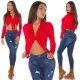 Pulover dama crop, casual, rosu, versatil, Sidney Pulover dama crop, casual, rosu, versatil, Sidney 7 - jojofashion.ro