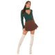 Pulover dama crop, din vascoza, verde smarald, petrecut, cu choker, Trudy 4 - jojofashion.ro