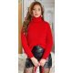 Pulover dama din acryl rosu, turtleneck, Ketrin 2 - jojofashion.ro