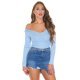 Pulover dama din vascoza baby blue, mulat, cu decolteu in V, Ailbhe 2 - jojofashion.ro