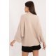 Pulover dama elegant, din vascoza, bej, cu guler inalt si maneca trei sferturi, Swetee 4 - jojofashion.ro