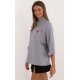 Pulover dama elegant, din vascoza, gri, cu guler inalt si maneca trei sferturi, Swetee1 3 - jojofashion.ro