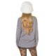 Pulover dama gri cu print roz PinkyPromise Pulover dama gri cu print roz PinkyPromise 3 - jojofashion.ro