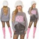 Pulover dama gri cu print roz PinkyPromise Pulover dama gri cu print roz PinkyPromise 5 - jojofashion.ro