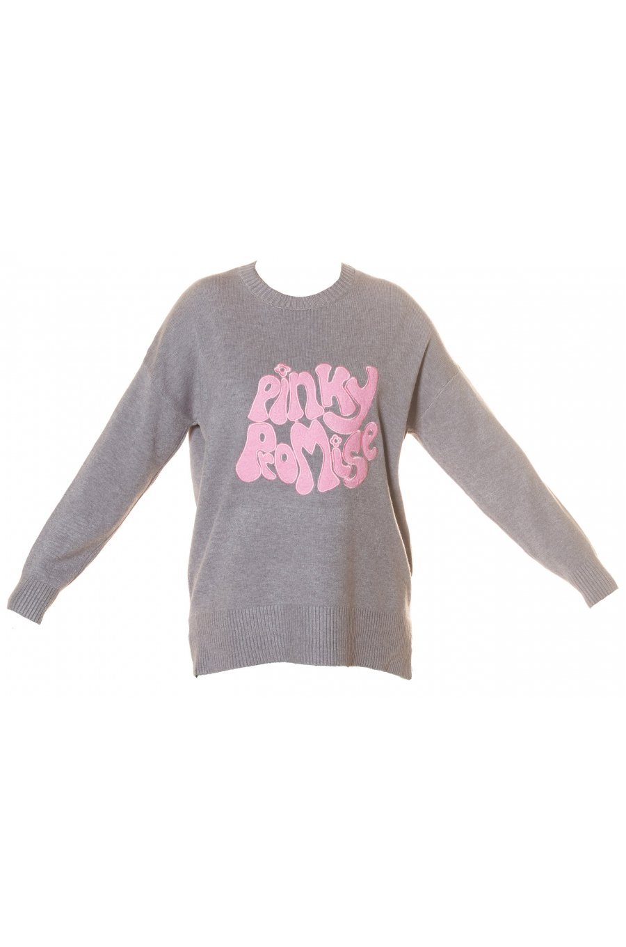 Pulover dama gri cu print roz PinkyPromise Pulover dama gri cu print roz PinkyPromise 5 - jojofashion.ro