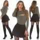 Pulover dama kaki cu decupaj la bust, Unna Pulover dama kaki cu decupaj la bust, Unna 5 - jojofashion.ro