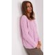 Pulover dama lila, din acril, cu nasturi si decolteu rotund, Mellek5 3 - jojofashion.ro