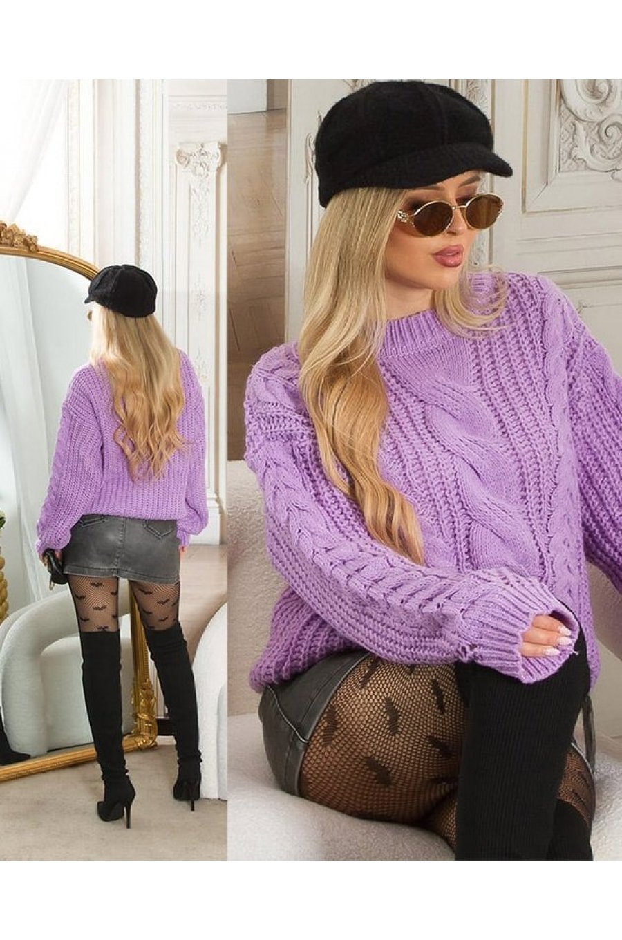 Pulover dama lila Nathalie Pulover dama lila Nathalie 3 - jojofashion.ro