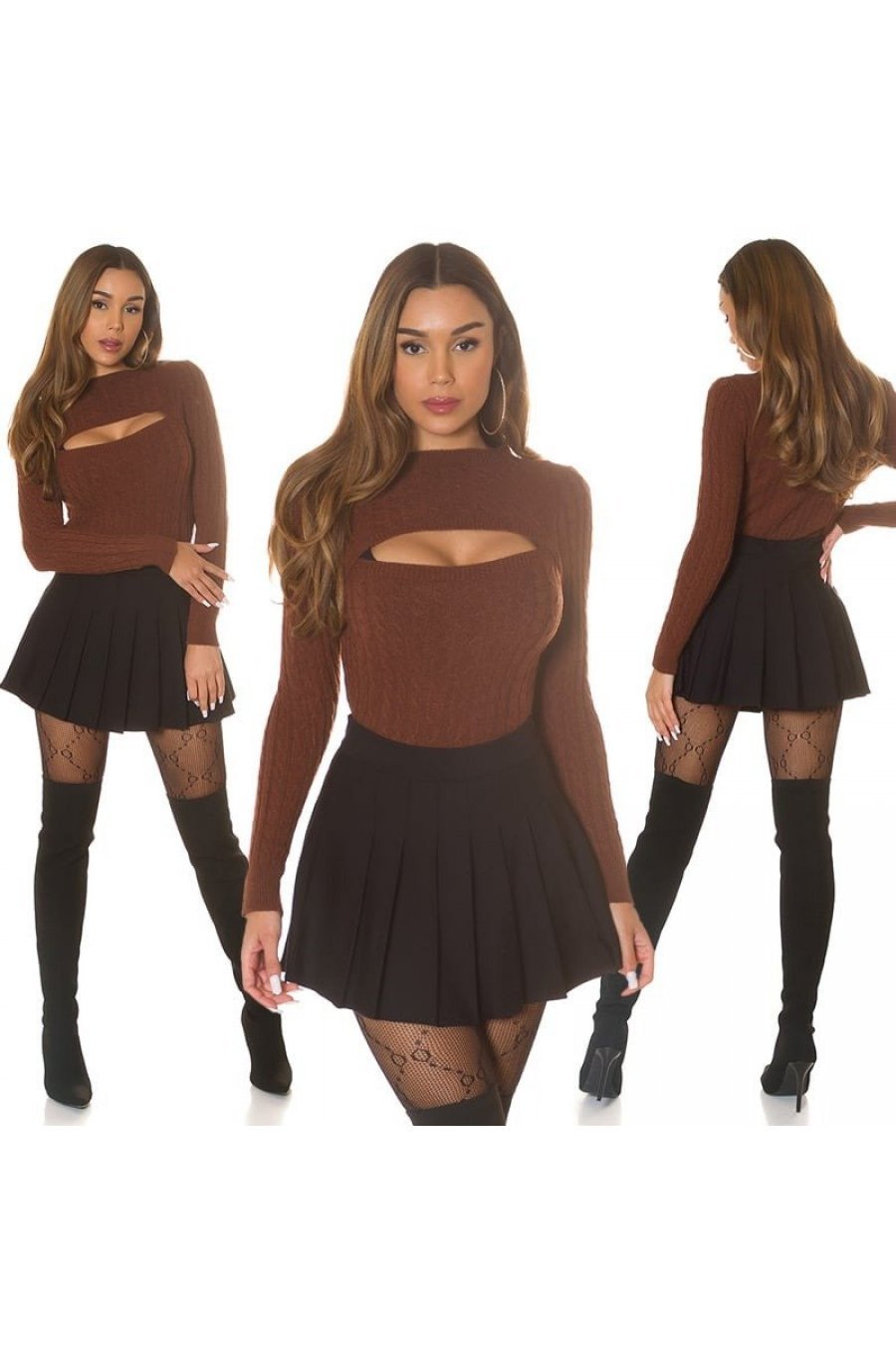 Pulover dama maro cu decupaj la bust, Unna Pulover dama maro cu decupaj la bust, Unna 6 - jojofashion.ro