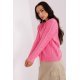 Pulover dama roz, din acril, cu nasturi si decolteu rotund, Mellek1 3 - jojofashion.ro