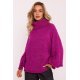 Pulover dama roz magenta, oversize, cu guler inalt si maneca larga, Haudrey1 2 - jojofashion.ro