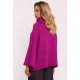 Pulover dama roz magenta, oversize, cu guler inalt si maneca larga, Haudrey1 3 - jojofashion.ro