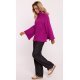 Pulover dama roz magenta, oversize, cu guler inalt si maneca larga, Haudrey1 5 - jojofashion.ro