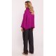 Pulover dama roz magenta, oversize, cu guler inalt si maneca larga, Haudrey1 6 - jojofashion.ro