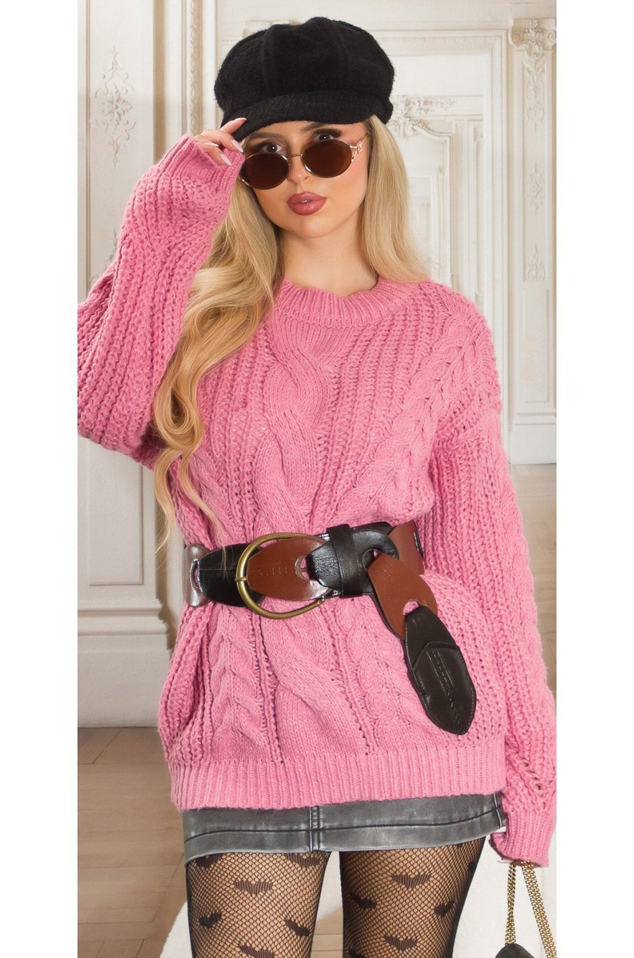 Pulover dama roz prafuit Nathalie Pulover dama roz prafuit Nathalie 1 - jojofashion.ro