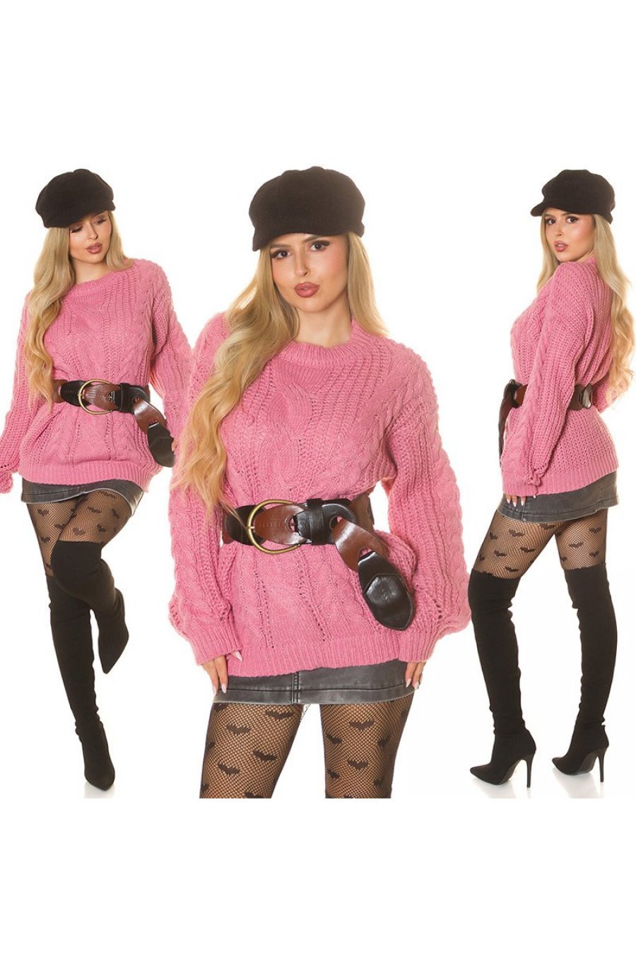 Pulover dama roz prafuit Nathalie Pulover dama roz prafuit Nathalie 4 - jojofashion.ro