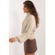 Pulover dama scurt, din acryl, bej, cu guler inalt, Dommenica1 Pulover dama scurt, din acryl, bej, cu guler inalt, Dommenica1 3 - jojofashion.ro