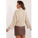 Pulover dama scurt, din acryl, bej, cu guler inalt, Dommenica1 Pulover dama scurt, din acryl, bej, cu guler inalt, Dommenica1 4 - jojofashion.ro