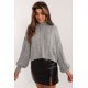 Pulover dama scurt, din acryl, gri, cu guler inalt, Dommenica Pulover dama scurt, din acryl, gri, cu guler inalt, Dommenica 2 - jojofashion.ro
