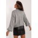 Pulover dama scurt, din acryl, gri, cu guler inalt, Dommenica Pulover dama scurt, din acryl, gri, cu guler inalt, Dommenica 4 - jojofashion.ro