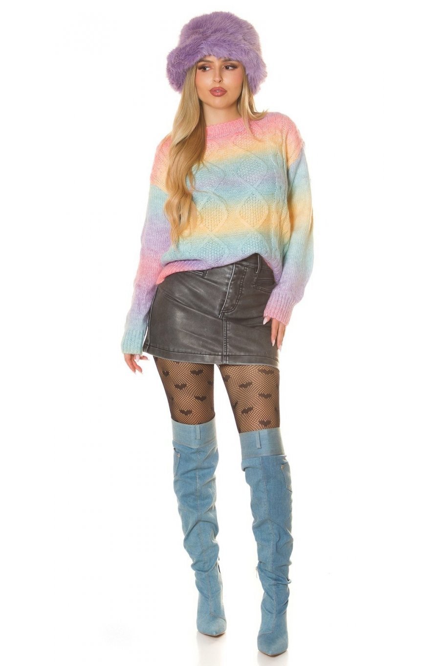 Pulover dama somon in degrade multicolor Janys Pulover dama somon in degrade multicolor Janys 3 - jojofashion.ro