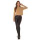 Pulover dama tricotat, crop, cappuccino, cu guler inalt Faylinn 4 - jojofashion.ro