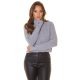 Pulover dama tricotat, crop, gri, cu guler inalt Faylinn Pulover dama tricotat, crop, gri, cu guler inalt Faylinn 2 - jojofashion.ro