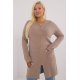 Pulover dama XXL midi, tip cardigan, cappuccino, cu buzunare si fermoar, Carrie1 2 - jojofashion.ro