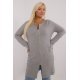 Pulover dama XXL midi, tip cardigan, gri, cu buzunare si fermoar, Carrie Pulover dama XXL midi, tip cardigan, gri, cu buzunare si fermoar, Carrie 2 - jojofashion.ro
