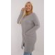 Pulover dama XXL midi, tip cardigan, gri, cu buzunare si fermoar, Carrie Pulover dama XXL midi, tip cardigan, gri, cu buzunare si fermoar, Carrie 3 - jojofashion.ro