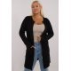 Pulover dama XXL midi, tip cardigan, negru, cu buzunare si fermoar, Carrie2 2 - jojofashion.ro